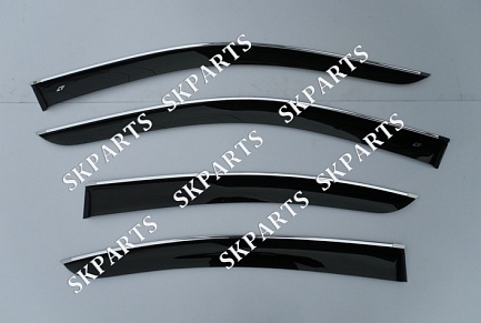 Ветровики (Дефлекторы окон) черные с хромированным молдингом 2012 LE20612CR Lexus ES VI